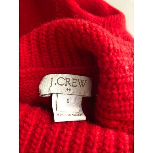 J. Crew Solid Red Turtleneck Merino Wool Blend Knit Sweater size S - Picture 11 of 12